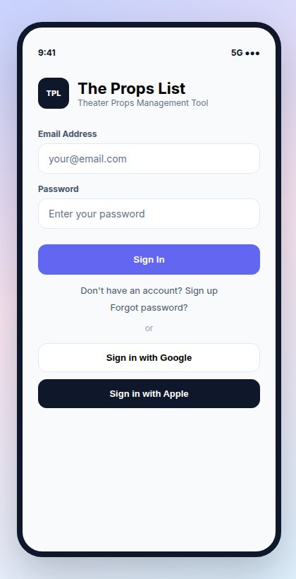 Mobile app login screen